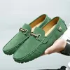 Loafers Men Handmade Leather Shoes Red Casual Driving Flats Slip-On Boat Shoes Plus Size 47 48 Lron Buckle Beans Lazy shoes 240410