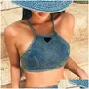 Kvinnors badkläder kvinna denim desiger bikini baddräkt strand tankinis underkläder set outfit för lady smala badväskor baddräkter två stycken ot2k5