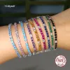 Strands 3 мм S925 Серебряный теннисный браслет Pave Montana Blue/Aqua./Green/Ruby/Pink/Black/Burquoise/Golden/Purple Cubic Circon Fine Dewelry