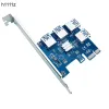 Cartes PCIE PCI Express Riser Card 1x à 16x 1 à 4 USB 3.0 Slot Multiplier Hub Adaptateur pour Bitcoin Mining Miner Antiner BTC Riser