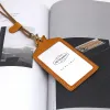 Holders New Fashion Id Badge Holder for Office Travail Geothe Hever Lonyard Neck Strap Credit Card Card Cowskin Identity Hanging Tag