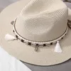 Etnisk stil Tassel Straw Hat For Men and Womens Summer Panama Sun Beach Vacation Wide Brim 240417