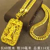 24 K قلادة ذهبية Men Dragon Guan Gong Pendant 9999 Real Gold Necklace 240422