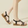 Casual Shoes Autuspin Bohemian Ethnic Women Sandals Outdoor Soft Comfort Summer Ladies Elastic Band Leisure Wedges Sandal Woman