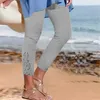 여성용 바지 Capris Womens Long Pants 레이스 높은 허리 초대형 탄성 변형 봄과 가을 컷 바지 여름 Brches Pantnes Y240422