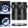 Utrustning 10x Magnifier Loupe 8 LED -lampor med skala Högdefinition Justerbar förstoring av optiska glas smycken för juvelerare