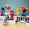 Action Toy Figures 6st Set 11cm Söt Sonic PVC Character Toy Hedgehog Shadow Tail Figur Modelldockor Barn Djurleksak Födelsedagspresent T240422