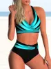 2023 Femmes maillot de bain sexy High Waist Bikini Swimwear Femelle Two Piece Beachwear Imprimé Bikinis Set Bathing Fssction 240418