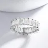 Rings Smyoue Emerald Cut 100% Real Moissanite Rings For Women Wedding Full Diamond Full Eternity Bands S925 Sterling Silver Jewelry