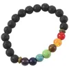 Bracelets de charme 7 Chakra Bracelet Bracelet Black Lava Perles Reiki Bouddha Prayer Stone Men and Women's's