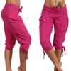 Женские брюки Capris Hot Retro Casual Pants для женского сплошного цветового блеска плиссированные шнурки 2022 Новая модель Y240422