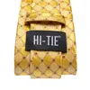 Bow Ties Hi-Tie Designer Yellow Polka prickar elegant slips för män mode varumärke bröllop fest slips handky manschettknappar grossistverksamhet