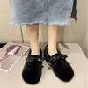 Casual Shoes Fashionabla Plush Cotton 2024 Autumn and Winter Style One Ben Ben Bow Tie Flat Bottomed Women's Zapatos