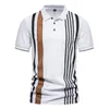 6 kleuren zomerheren polo t-shirt turn down kraag gestreepte ademende mode t-shirts casual tees pro keuze 240409