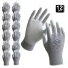 Accessoires INXS NEU 12 Paare Polyester Nylon PU -Beschichtung Sicherheitsarbeit Handschuhe für Bauherren Fischereigarten Arbeit nicht überrutsche Handschuhe hohe Qualität