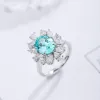 Rings Pirmiana Hot Sale 4.364ct Lab Grown Paraiba Sapphire Ring S925 Silver Engagement Women