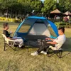 Tält och skydd 2024 Outdoor 3 4 Person One-Touch Camping Tält Snabb Automatisk öppen strandfamilj Resepicknick Park Sunshade Fishing