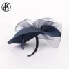 FS Sinamay Hats for Women Fascinator Chic Elegant Church Pillbox Cap Fedoras Bridal Wedding Dress Millinery 240401