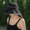 Wide Brim Hats Summer Hat Women's Versatile Bow Fisherman Black Glue Sunscreen Sunshade Folding Sun Tide