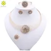 Strands African Beads Jewelry Sets Flower Choker Necklace Earrings Bracelet Ring Set Crystal Wedding Bridal Dress Accessories