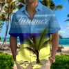 Męskie koszule 2024 Summer Kokosowy nadruk dłoni z krótkim rękawem guziki luźne topy dopasuj hawajskie ubrania