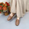 Casual Shoes Koznoy 1cm Vintage Ethnic Natural Cow äkta läder Oxford Non Slip Koncise Autumn Loafer Comfy Women Leisure Soft Flats