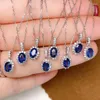 Chains Blue Oval Copper Set Zircon Pendant Collier Lédies Mariage Luxury ACCESSOIRES DES FEMMES ANNIVERSAR