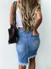 Ins Summer Femmes High Taist Ripped Shorts Jupe Jeans Lady Sexy Nightclub Stripper Denim Robe Lady Coup Out Irregular Jeans 240422