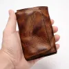 Uchwyty vintage oryginalne skórzane karty mężczyźni mężczyźni ręcznie robione krótki uchwyt na karty kredytowe torebka moneta mała portfel dla mężczyzn