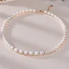 Necklaces HENGSHENG 67mm Rice Shape Freshwater White Pink Purple Mixed Color Pearl Necklace 925 Sterling Silver Jewelry for Women Girls