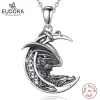 Pendants Eudora 925 Sterling Silver Moon Ejderha Neckalce Erkek Kadınların Güzel Kelt Knot Moon Dragon Kolye Kişilik Takı Hediyesi