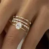 Engagement Anniversary Luxury Jewelry Set 4-piece diamond set flower set ring