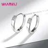 Hoop Earrings Korean Style Solid 925 Sterling Silver For Women Girls Dating Appointment Cubic Zircon Paved OL Fashion Jewelry