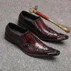 Chaussures décontractées printemps / automne véritable en cuir de cuir pointu pointu à odeurs de bureau marron Brown Business Office pour hommes appartements
