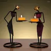 Candle Holders WDDSXXJSL Creative Abstract Character Sculpture Holder Restaurant Romantic Candlelight Dinner LED Light Decoration