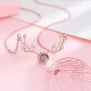 Halsband S925 Silver One Deer With You Sterling Silver Necklace hela vägen med dig I Love You Projection Pendant ClaVicle Necklace
