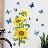 Wall Stickers PVC Bedroom Kindergarten Sticker Self Adhesive Home Decor Waterproof Sunflowers 3D Butterflies Kitchen Nursery Bathoom