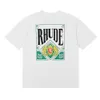 zomer rhude tshirt 2023ss street mode rhude groene kaart printen 230G dubbel garen puur katoen casual korte mouw t-shirt voor mannen vrouwen