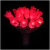 Fiori decorativi ghirlande di San Valentino Funzioni feste per feste LED Colorf Floro rosa luminosa lampeggiante bacchetta decorazione bouquet dhdnt