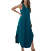 Sukienki imprezowe damskie 2024 Summer Sumual Sundress Long Sukienka Solidna kolor bez rękawów V Szyjka Tshirt Maxi Ropa de Mujer