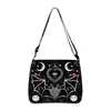 Fi gotycka nietoperzowa torba na ramię czarna kotka czarownice / czarownice torebki crossbody dla torbów na płótnie pod pachami 33UQ#