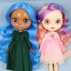 Dolls ICY DBS Blyth doll 1/6 bjd joint body dark skin shiny face blue hair white skin matte face Multicolored hair 30CM toy anime