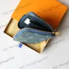 Denim bleu denim Old Flower Zipper Square Portefeuille Soupchage Carte Mulit Pochette Pocket M82957 11x8,5 cm