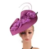 Deluxe Feather Flower Bode Wedding Hat Sombreros de alta calidad Fascinadores de novia premium para mujeres 240401