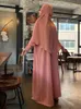 Vêtements ethniques Ramadan 2 pièces Set Long Khimar Robe Musulman Ensembles musulmans Abaya Femmes Prayer Garment Saudi Robe de prière Eid Niqab Jilbab D240419