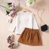 Set di abbigliamento ragazze Spring Autumn Ruffle Long Sleeve Top Gonna Elastic Set Set Toddler Fashion 0-5y Girl Clean