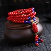 Strand 108 Red Cinnabar Braccialetti coppia Transit Buddha perle maschio e femmina Anno primordiale in stile cinese