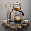 TEAWARE SETS GLASS VATTEN FILTER LAZY AUTOMATISK ANTI-SCALLING TEA SET PORCH Decoration Modern TEAPOT JUG Lämplig 6 People Gift