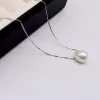Necklaces Women's Pendant Necklace Natural Freshwater Pearl Silver Necklace 1112mm White Baroque Water Drop Pendant Necklace for Girls
