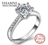 YHAMNI Gerçek 925 S925 Pul ​​ile Gümüş Yüzük 1 Karat Sona CZ Diamond Alyans Kadınlar İçin YR1136523068702444